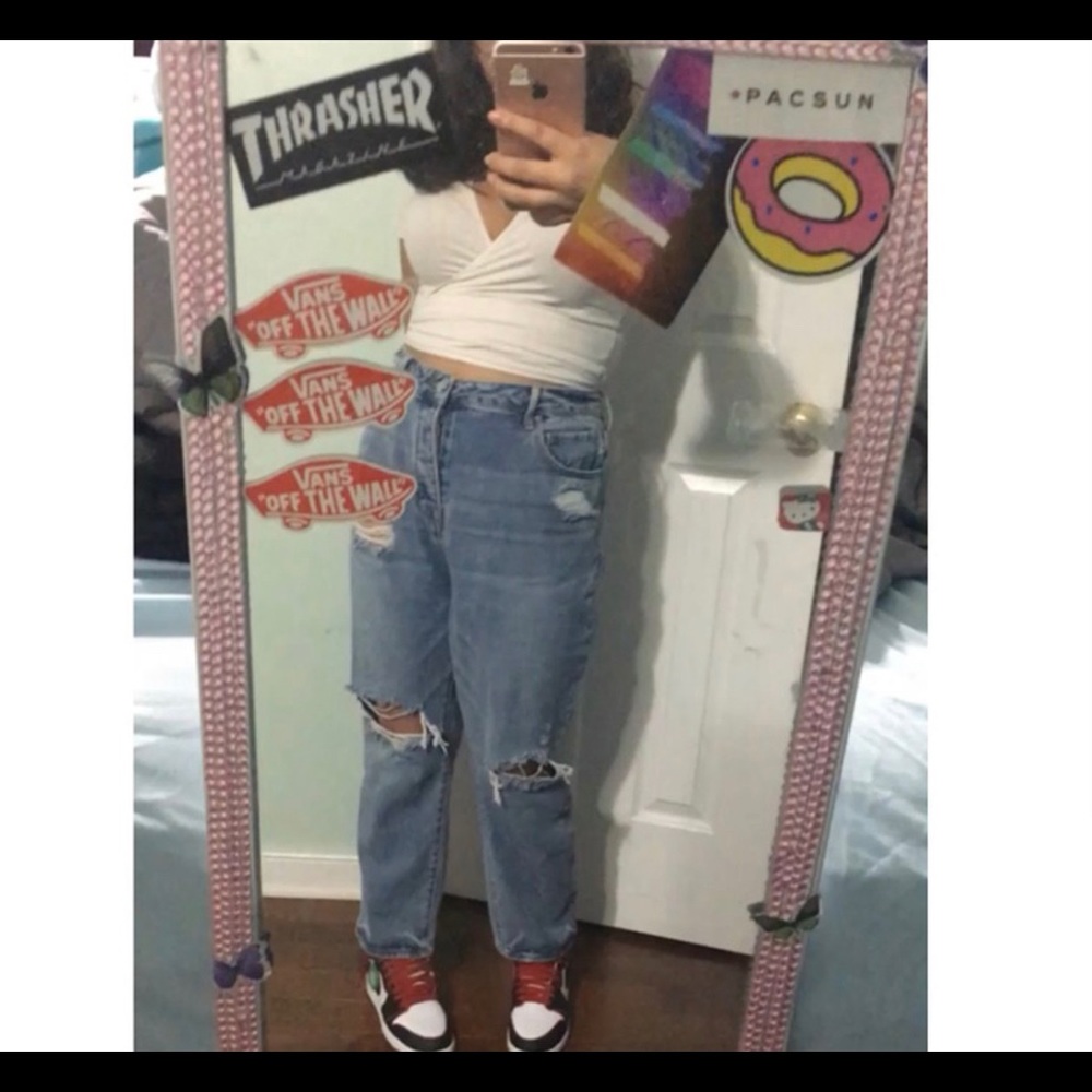 ripped mom jeans
